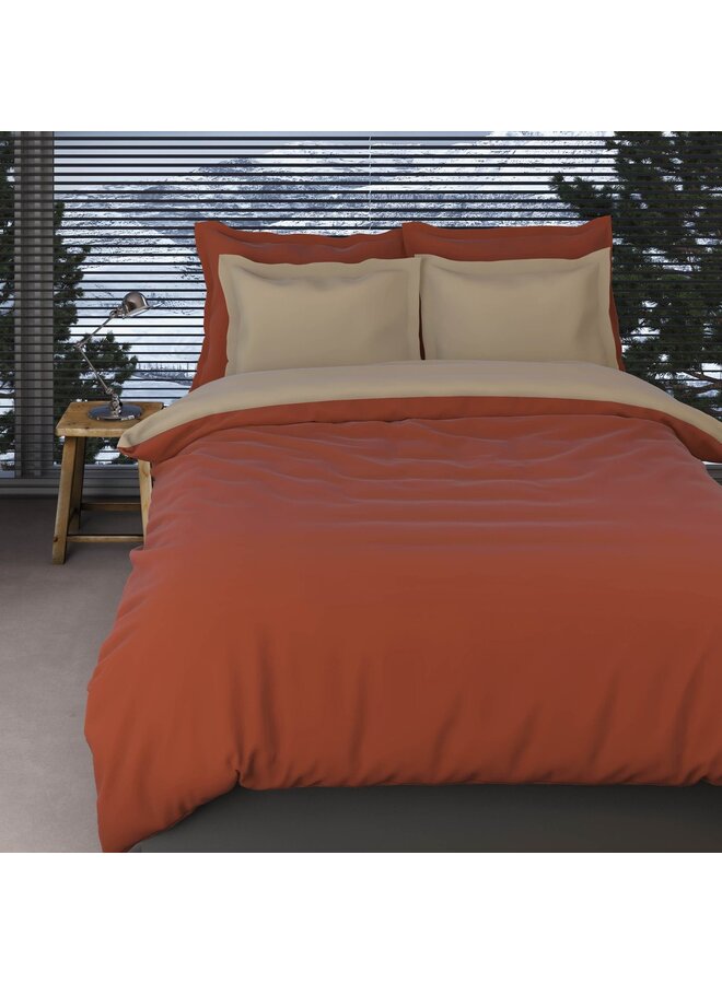 Romanette Dekbedovertrek Comtesse Uni Rood/Taupe - Flanel