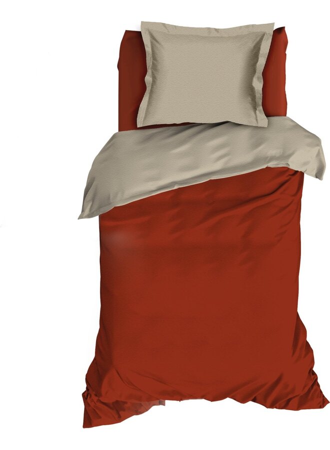 Romanette Dekbedovertrek Comtesse Uni Rood/Taupe - Flanel