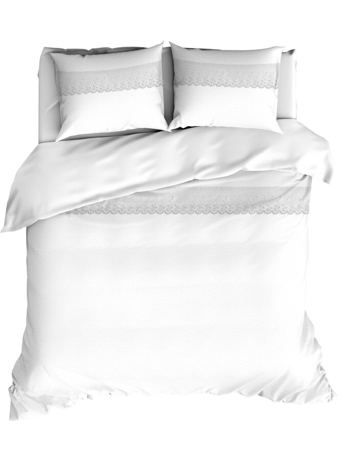 Romanette Dekbedovertrek Broderie Vienna Wit - Flanel