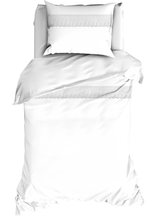 Romanette Dekbedovertrek Broderie Vienna Wit - Flanel