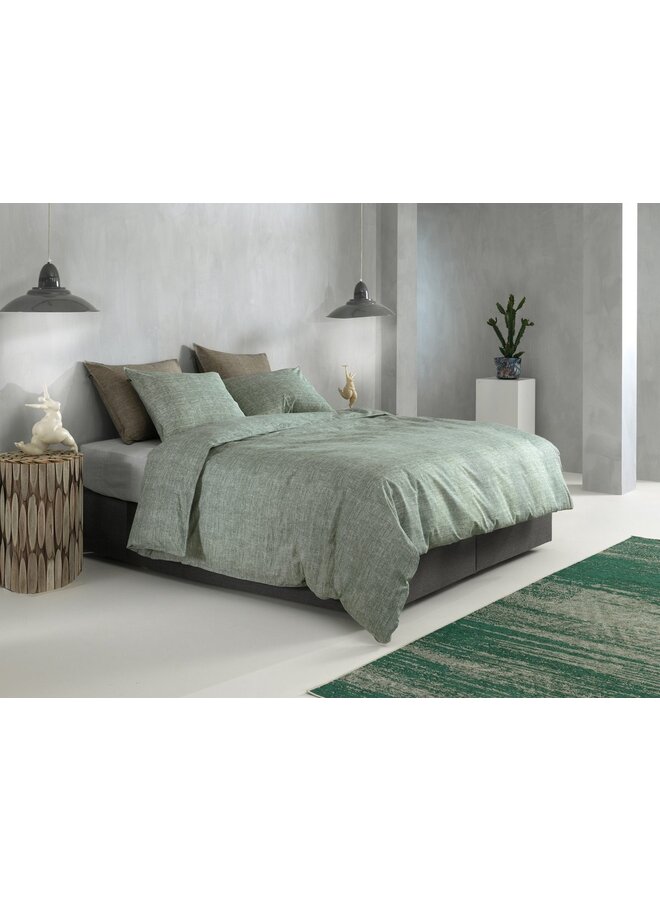 ZO! Home Dekbedovertrek Lino Groen - Katoen