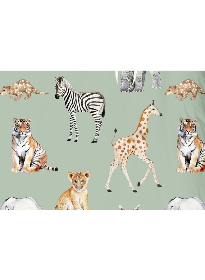 Pure Dekbedovertrek Kids Safari Groen - Microvezel