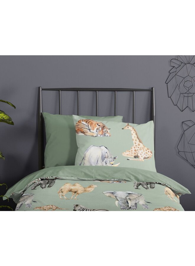 Pure Dekbedovertrek Kids Safari Groen - Microvezel