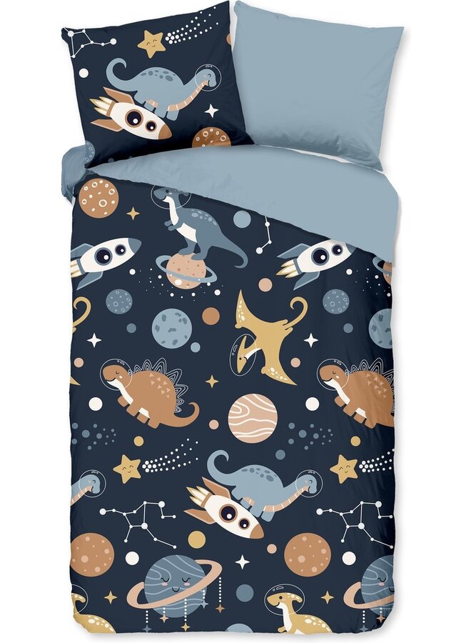 Dekbedovertrek Kids Spacedino Blauw - Microvezel