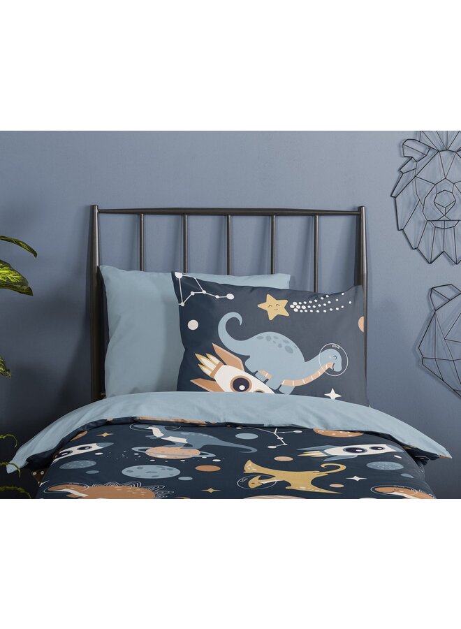 Pure Dekbedovertrek Kids Spacedino Blauw - Microvezel