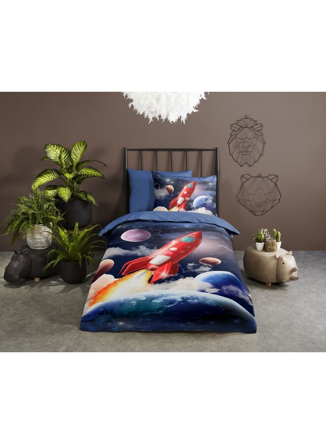 Pure Dekbedovertrek Kids Rocket Blauw - Microvezel