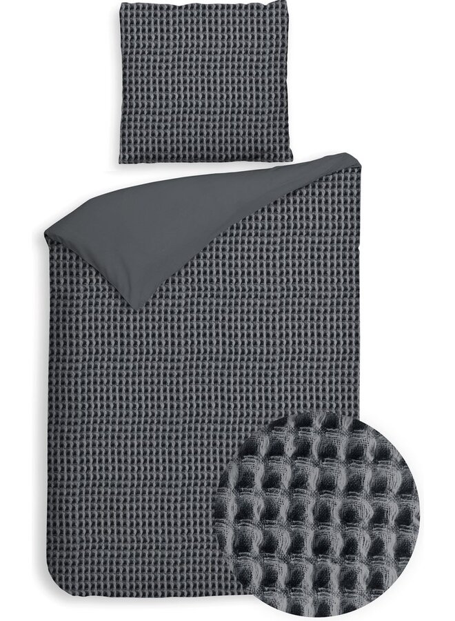 Heckett & Lane Dekbedovertrek Vafela Antraciet - Katoen