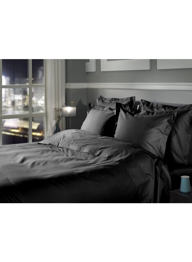 Heckett & Lane Dekbedovertrek Punto Zwart - Katoensatijn
