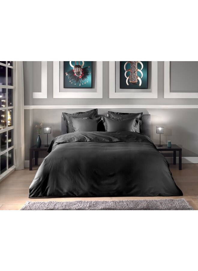 Heckett & Lane Dekbedovertrek Punto Zwart - Katoensatijn