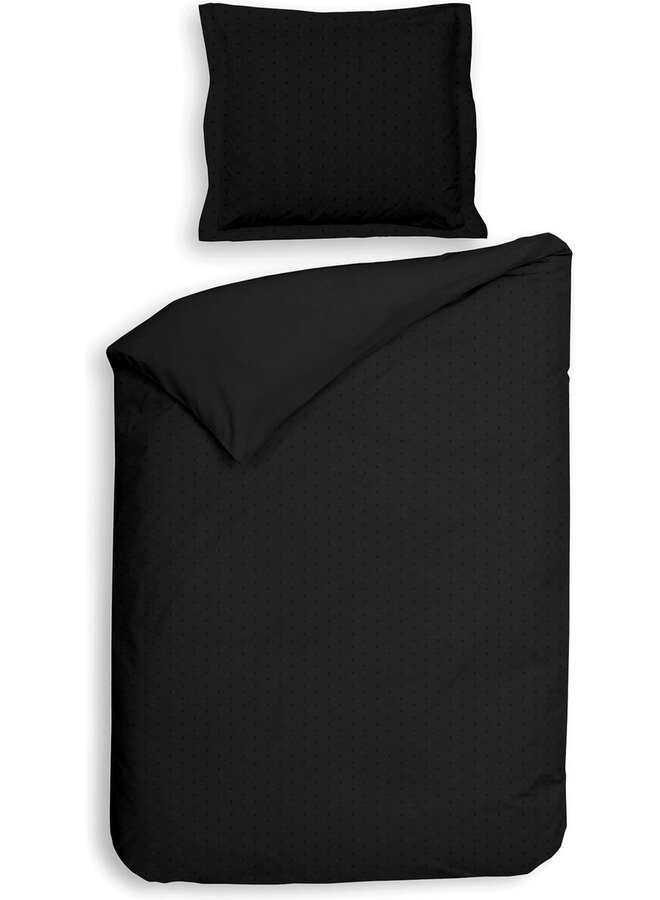 Heckett & Lane Dekbedovertrek Punto Zwart - Katoensatijn