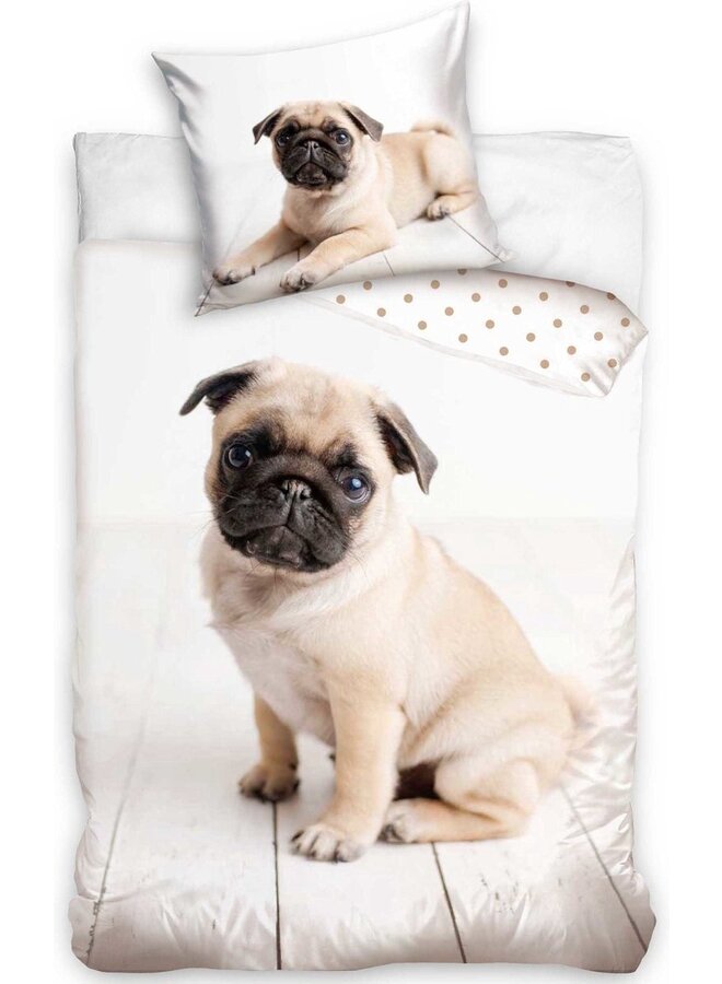 Dekbedovertrek Kids Mops Wit - Katoen