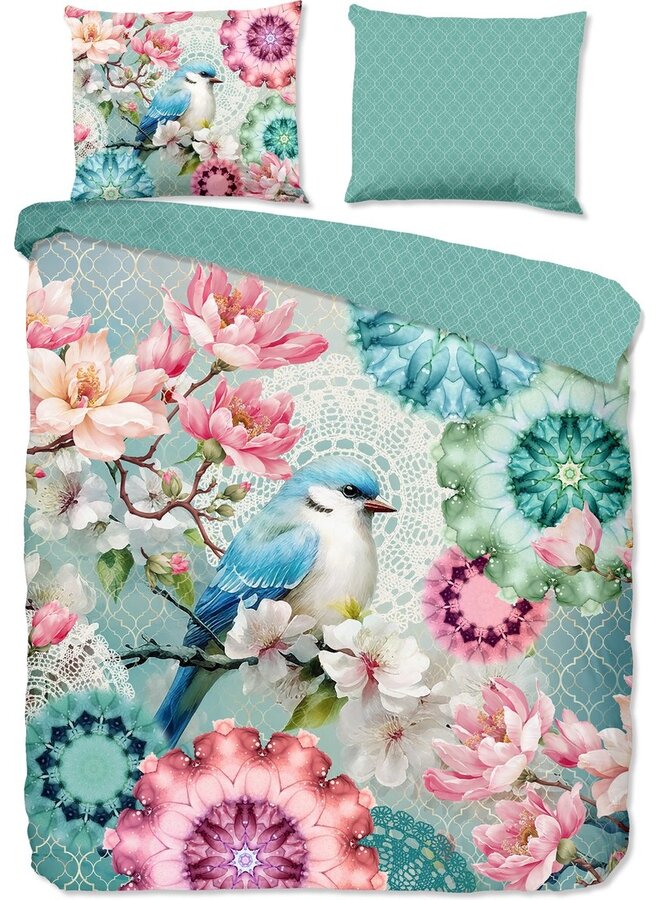 HIP Dekbedovertrek Eldisa Mint - Katoensatijn