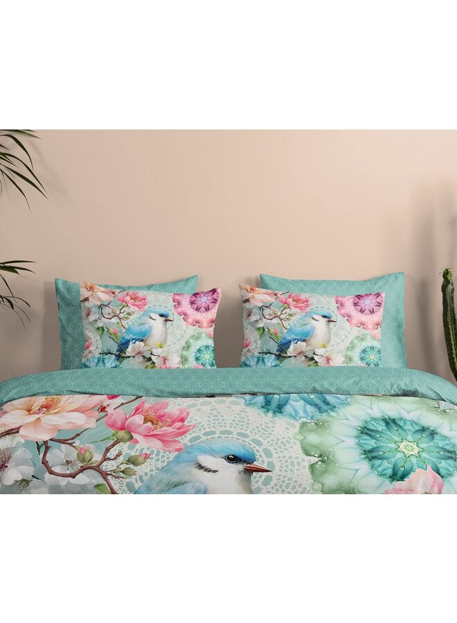 HIP Dekbedovertrek Eldisa Mint - Katoensatijn