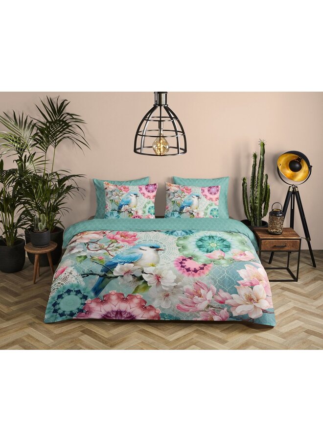 HIP Dekbedovertrek Eldisa Mint - Katoensatijn