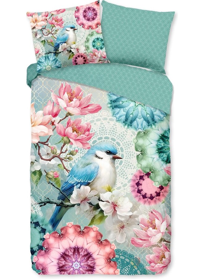 HIP Dekbedovertrek Eldisa Mint - Katoensatijn