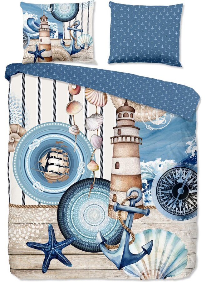 Dekbedovertrek Aldiana Blauw - Katoensatijn