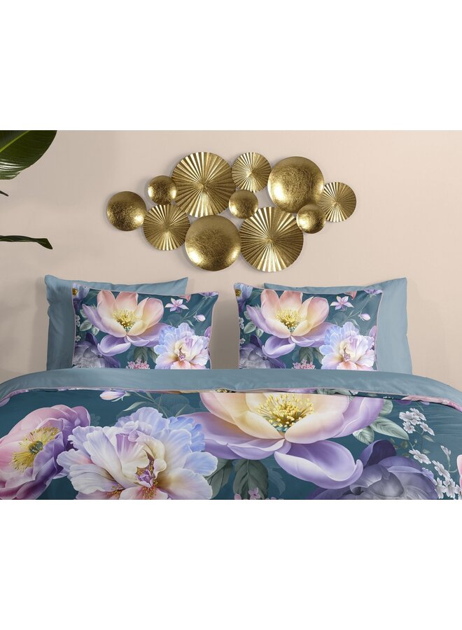 Descanso Dekbedovertrek Mirery Petrol - Katoensatijn