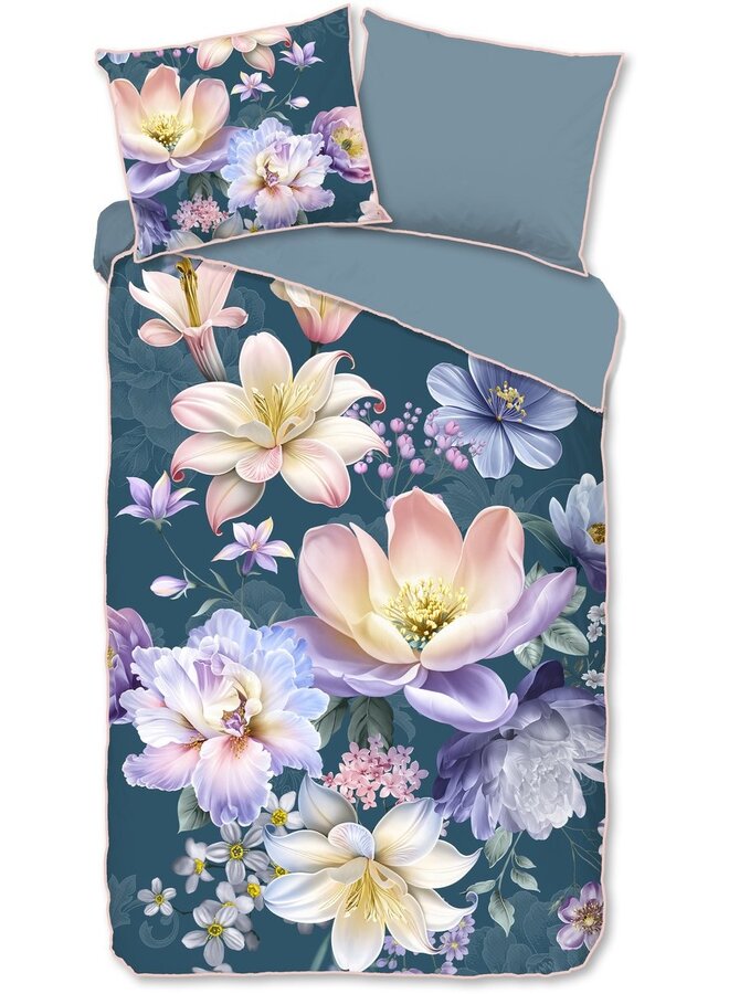 Descanso Dekbedovertrek Mirery Petrol - Katoensatijn