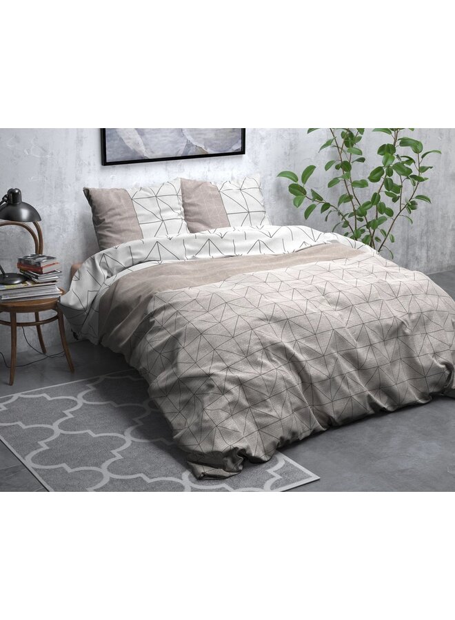 Sleeptime Dekbedovertrek Gino Taupe - Flanel