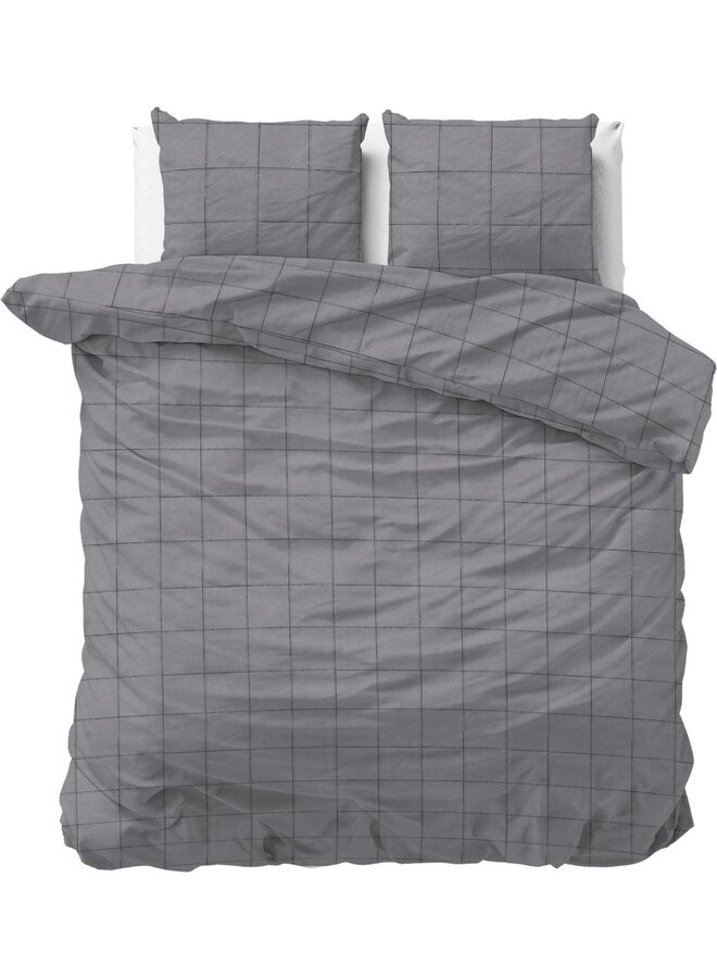 Sleeptime Dekbedovertrek Deep Check Grijs - Flanel