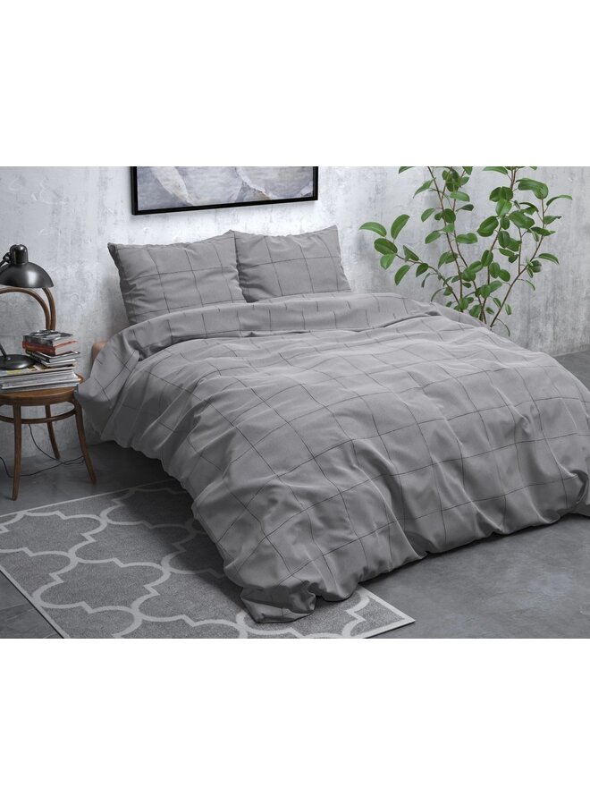 Sleeptime Dekbedovertrek Deep Check Grijs - Flanel