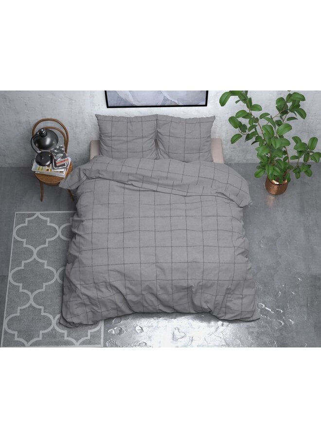 Sleeptime Dekbedovertrek Deep Check Grijs - Flanel