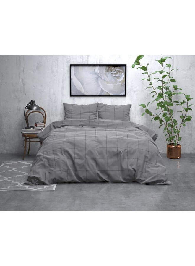 Sleeptime Dekbedovertrek Deep Check Grijs - Flanel