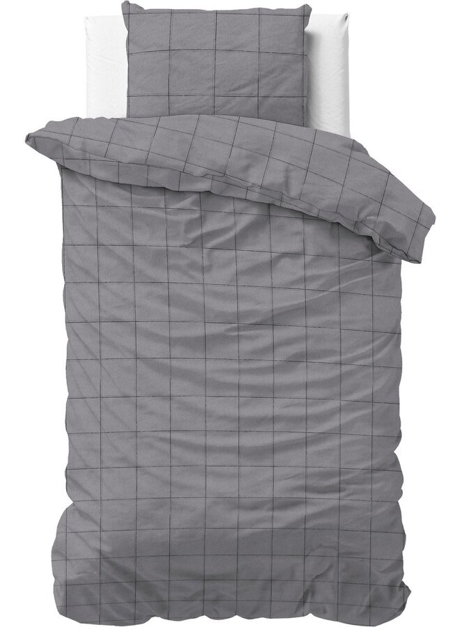 Sleeptime Dekbedovertrek Deep Check Grijs - Flanel