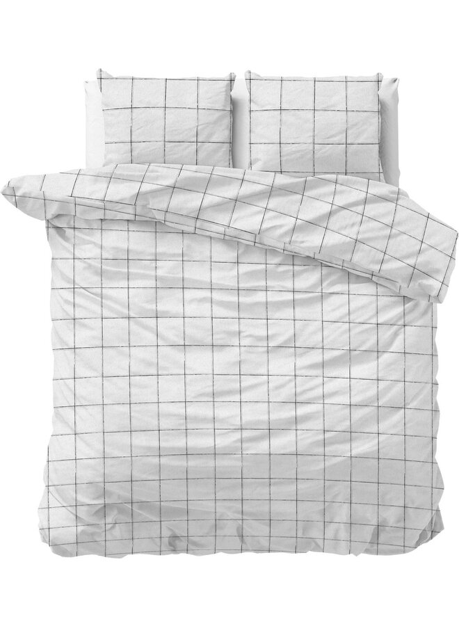 Sleeptime Dekbedovertrek Deep Check Wit - Flanel