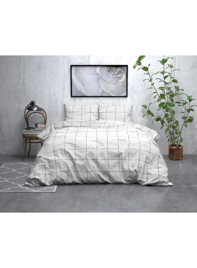 Sleeptime Dekbedovertrek Deep Check Wit - Flanel