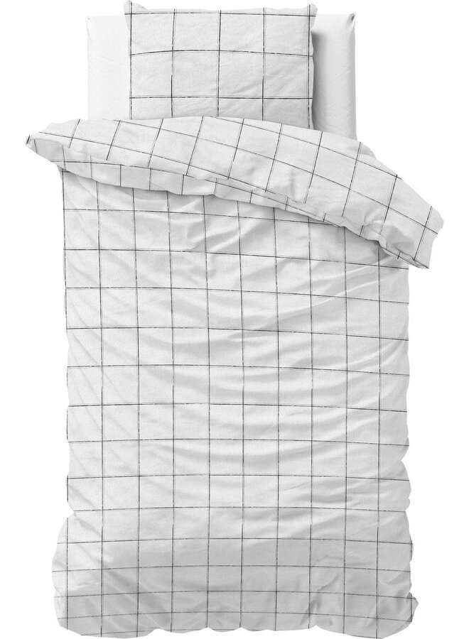 Sleeptime Dekbedovertrek Deep Check Wit - Flanel