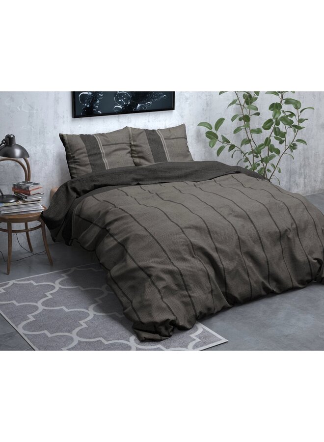 Sleeptime Dekbedovertrek Kees Taupe - Flanel