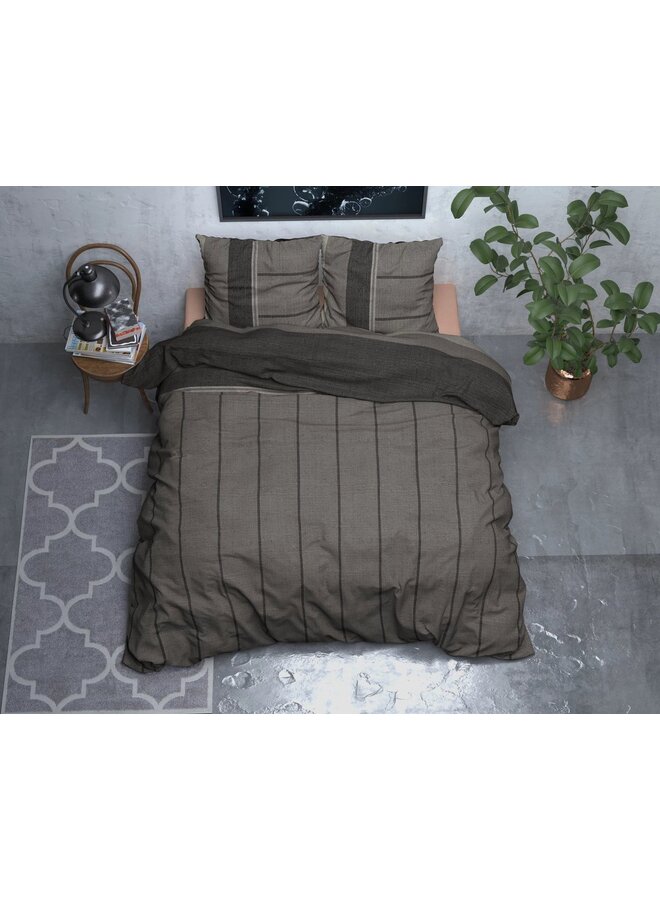 Sleeptime Dekbedovertrek Kees Taupe - Flanel