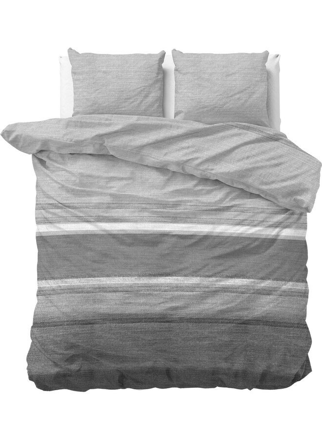 Sleeptime Dekbedovertrek Stone Stripe Grijs - Flanel