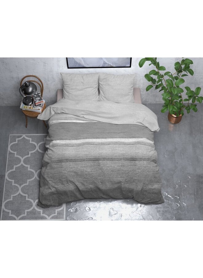 Sleeptime Dekbedovertrek Stone Stripe Grijs - Flanel