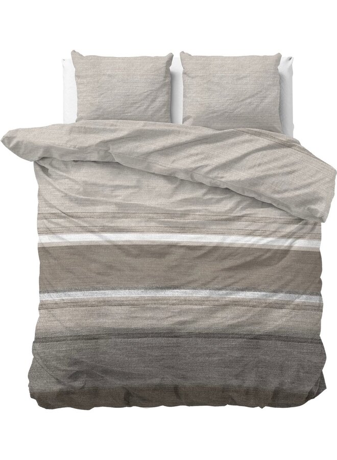 Dekbedovertrek Stone Stripe Taupe - Flanel