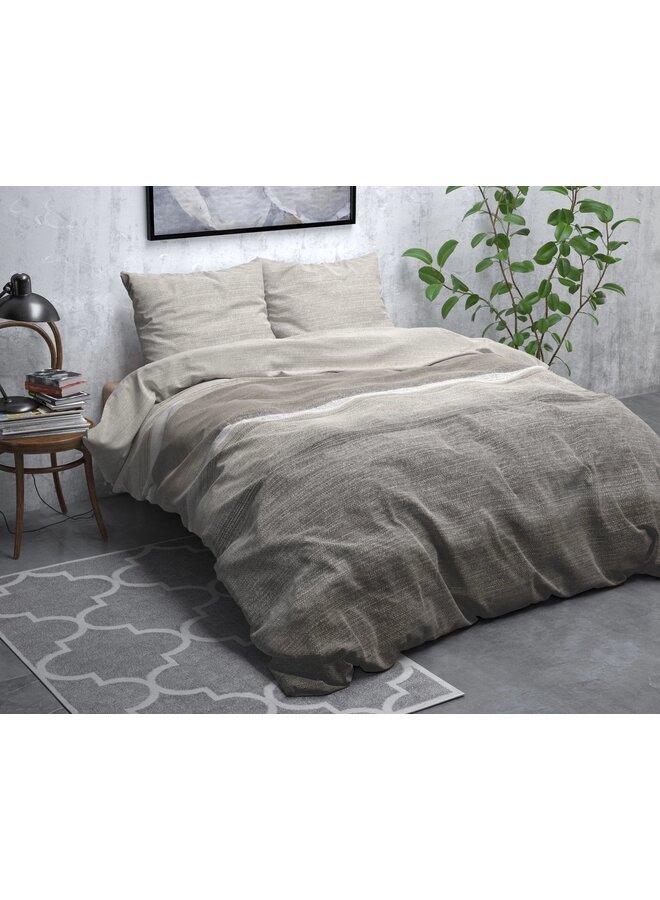 Sleeptime Dekbedovertrek Stone Stripe Taupe - Flanel