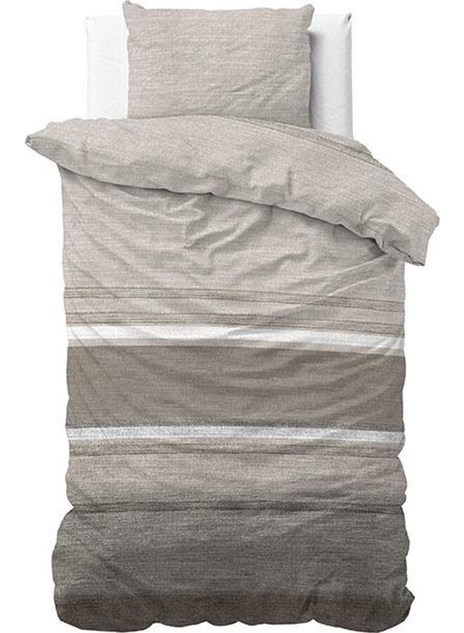 Sleeptime Dekbedovertrek Stone Stripe Taupe - Flanel