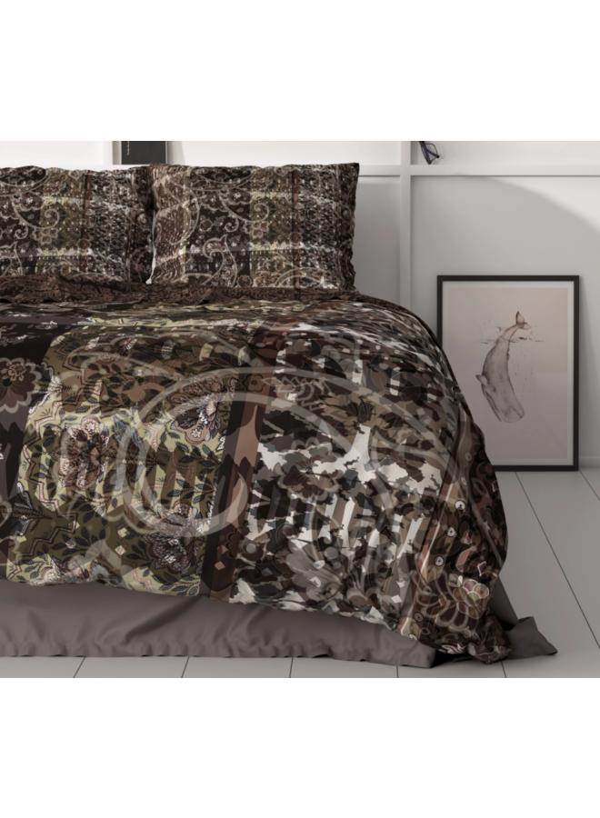 Dreamhouse Dekbedovertrek Milena Bruin - Katoensatijn