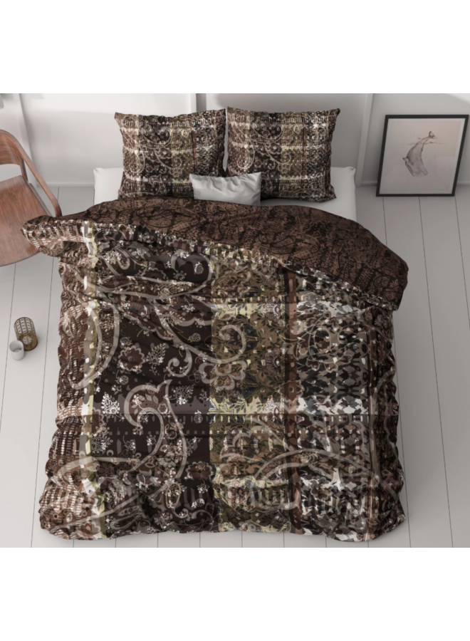 Dreamhouse Dekbedovertrek Milena Bruin - Katoensatijn