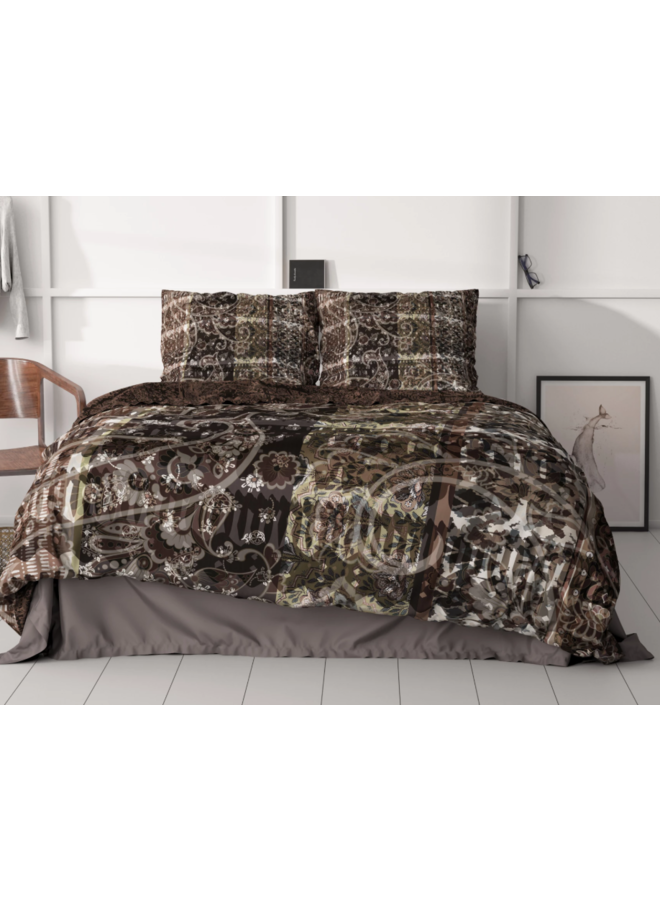 Dreamhouse Dekbedovertrek Milena Bruin - Katoensatijn