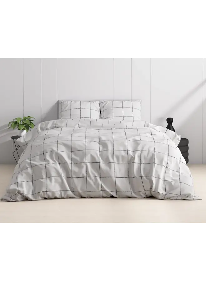 Dreamhouse Dekbedovertrek Deep Check Wit - Katoensatijn