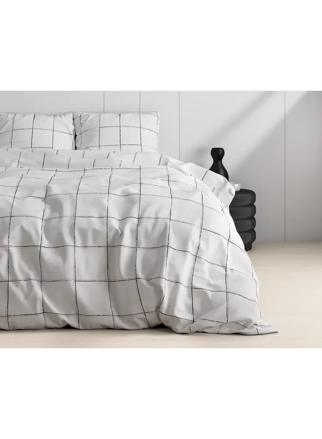 Dreamhouse Dekbedovertrek Deep Check Wit - Katoensatijn
