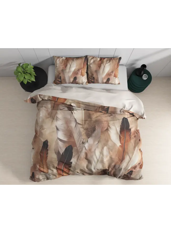 Dreamhouse Dekbedovertrek Feathura Taupe - Katoensatijn