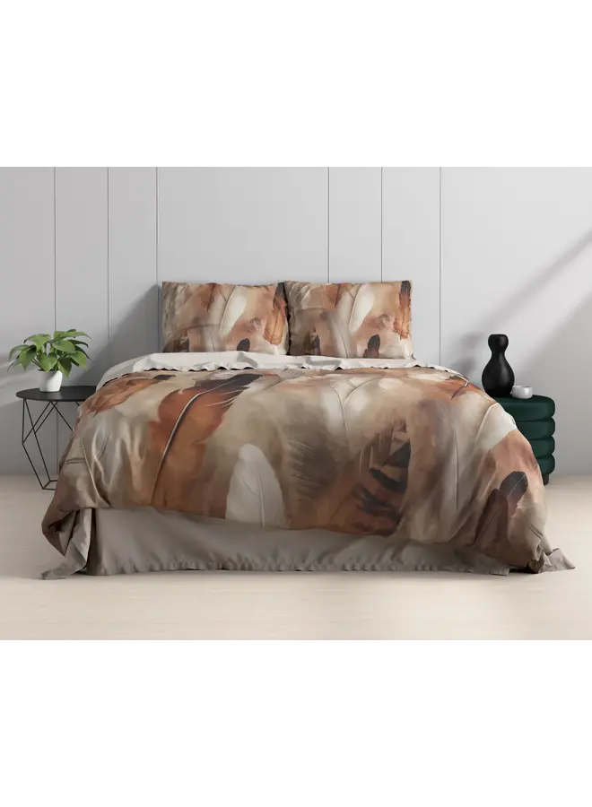 Dreamhouse Dekbedovertrek Feathura Taupe - Katoensatijn