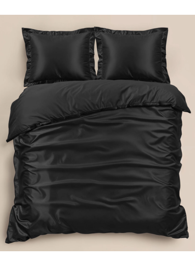 Sleeptime Dekbedovertrek Uni Glossy Zwart - Satijn