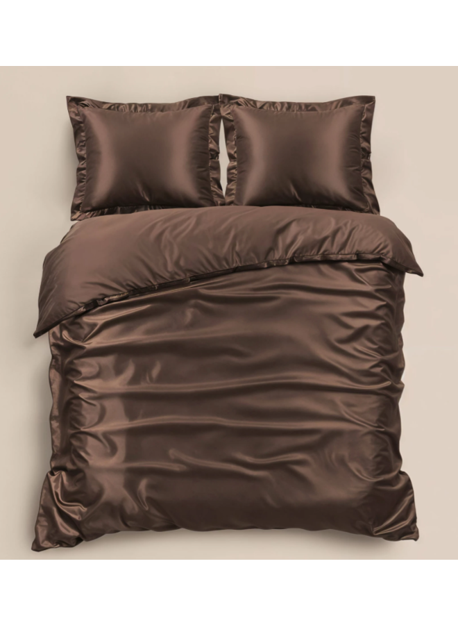 Dekbedovertrek Uni Glossy Bruin - Satijn