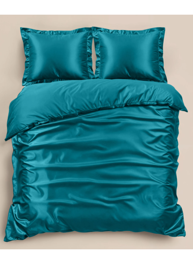 Dekbedovertrek Uni Glossy Petrol - Satijn PL2
