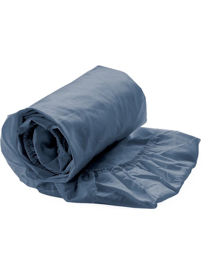 Yellow Hoeslaken Blauw - Percale Katoen