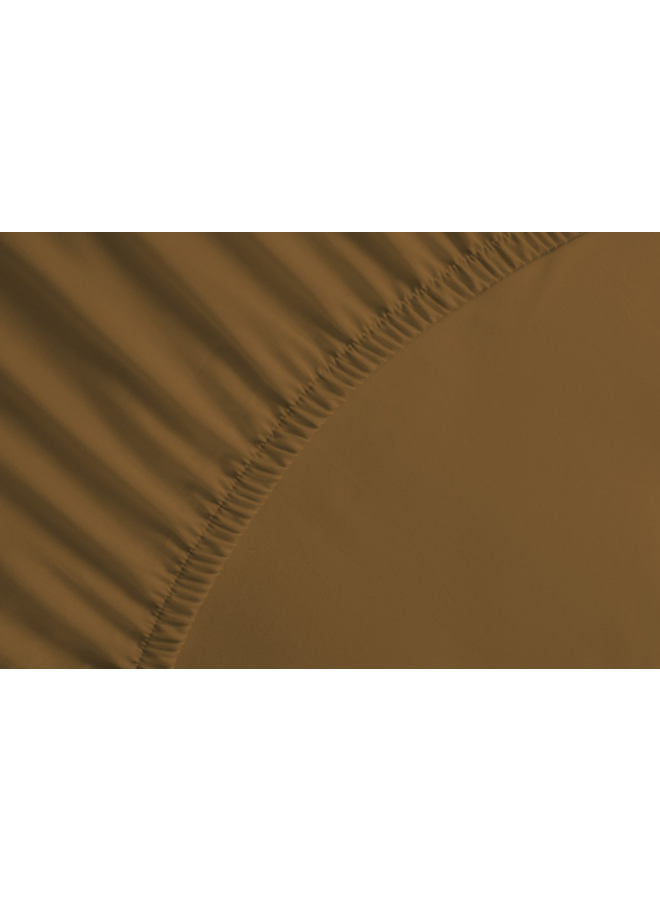 Yellow Hoeslaken Bruin - Percale Katoen